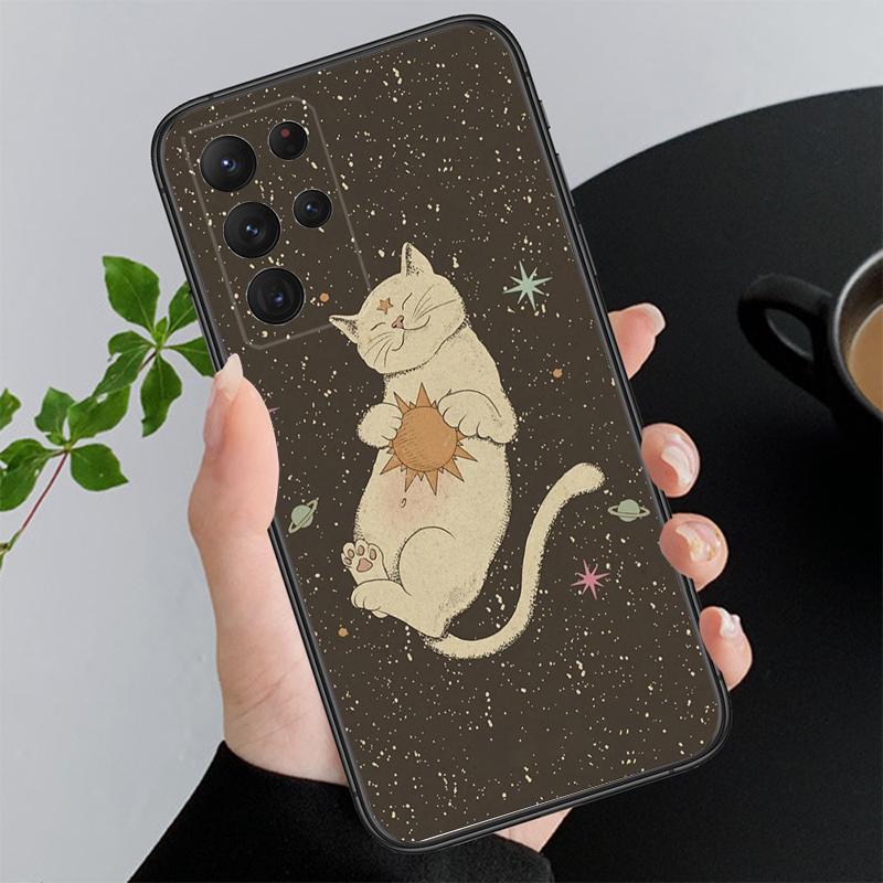 Чехол для телефона 'Лунная кошка' для Samsung Galaxy A55 A16 A56 A36 A23 A35 A15 A53 A54 A33 A34 A25 A05S A52 A52S A14 A13 A71