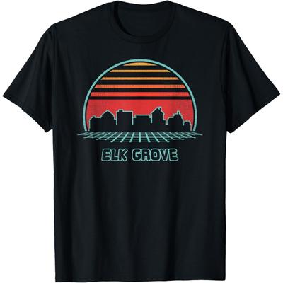 Футболка Elk Grove City Skyline в ретро-винтажном стиле 80-х