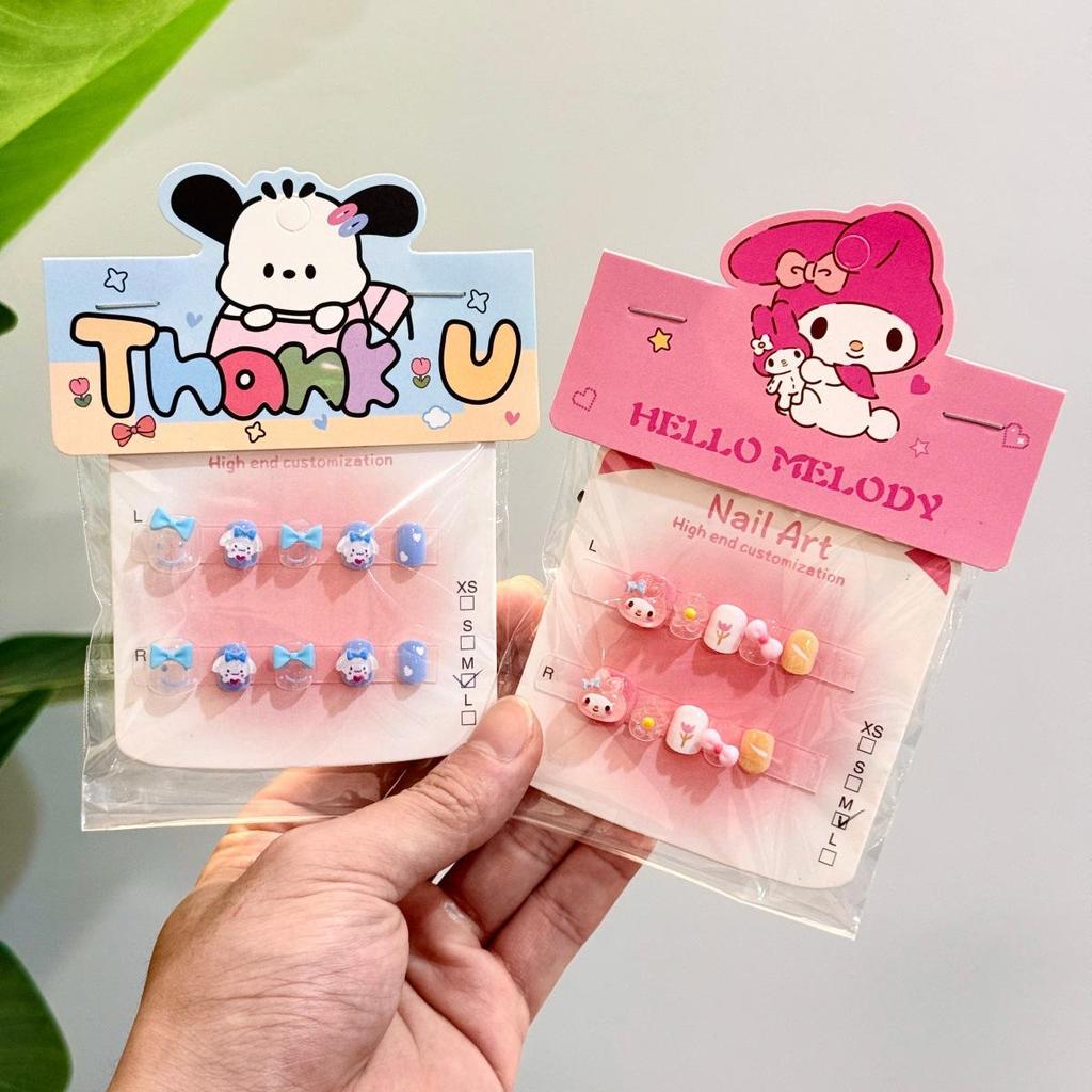 Милые мультяшные накладные ногти Sanrio Kawaii для детей: Моя Мелоди, Хелло Китти, Куроми