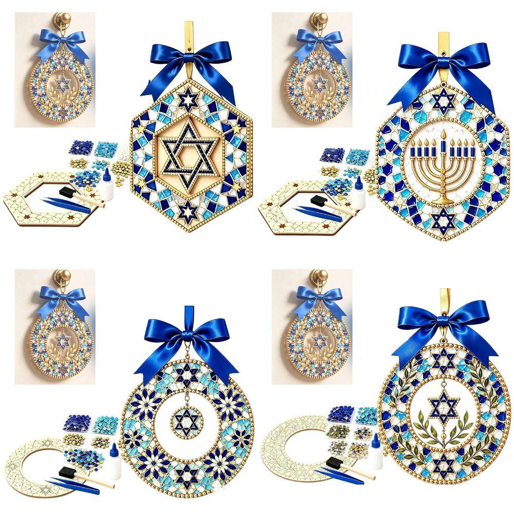 Star of David DIY Wreath Craft Set Mosaic Tiles Menorah Wreath Star of David Wreath Mosaic Art Kit