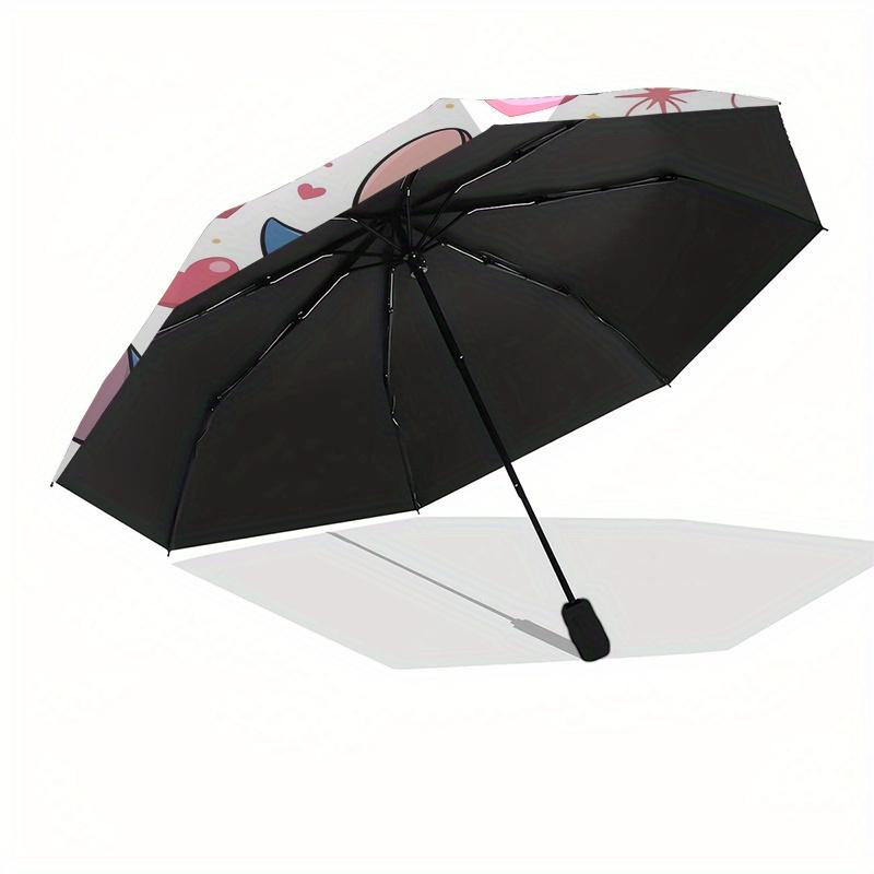 Stitch,Love Automatic Folding Umbrella Simple 8 Rib Design, Bright Cartoon Pattern, Durable Iron Frame, Suitable For Travel, Outdoor, Beac