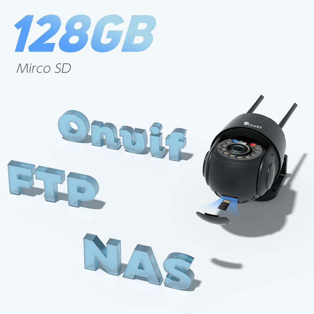 Ctronics Оптическая камера безопасности Уличная 5G 5 Мп ИИ-детекция Автоматическое слежение Функция патрулирования Автофокус Круглосуточная запись Металл Голосовой Свет Угроза