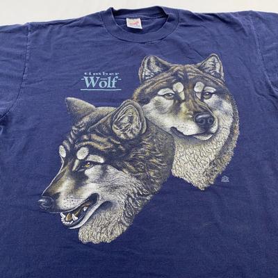 Винтажная футболка 90-х TIMBER WOLF РАЗМЕР L/XL природа дикое животное