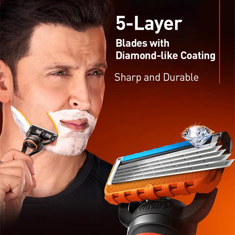 Gillette Бритва Fusion 5 с питанием, 5-лезвийная система с алмазоподобным покрытием для остроты и долговечности