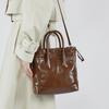 Retro Cowhide Leather Drawstring Bucket Bag - Women's Crossbody and Shoulder Handbag
