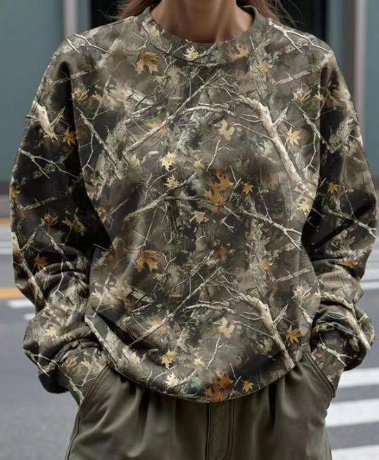 Женский свитшот с 3D-принтом ветвей, с круглым вырезом - Осенне-зимняя универсальная куртка с длинным рукавом