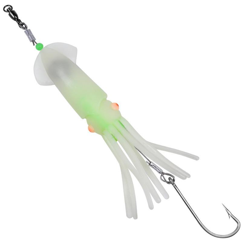 Светящаяся приманка для морской рыбалки на крючке в виде кальмара, имитация кальмара, светодиодная светящаяся бионическая приманка в виде кальмара со свинцовым грузилом, рыболовный набор