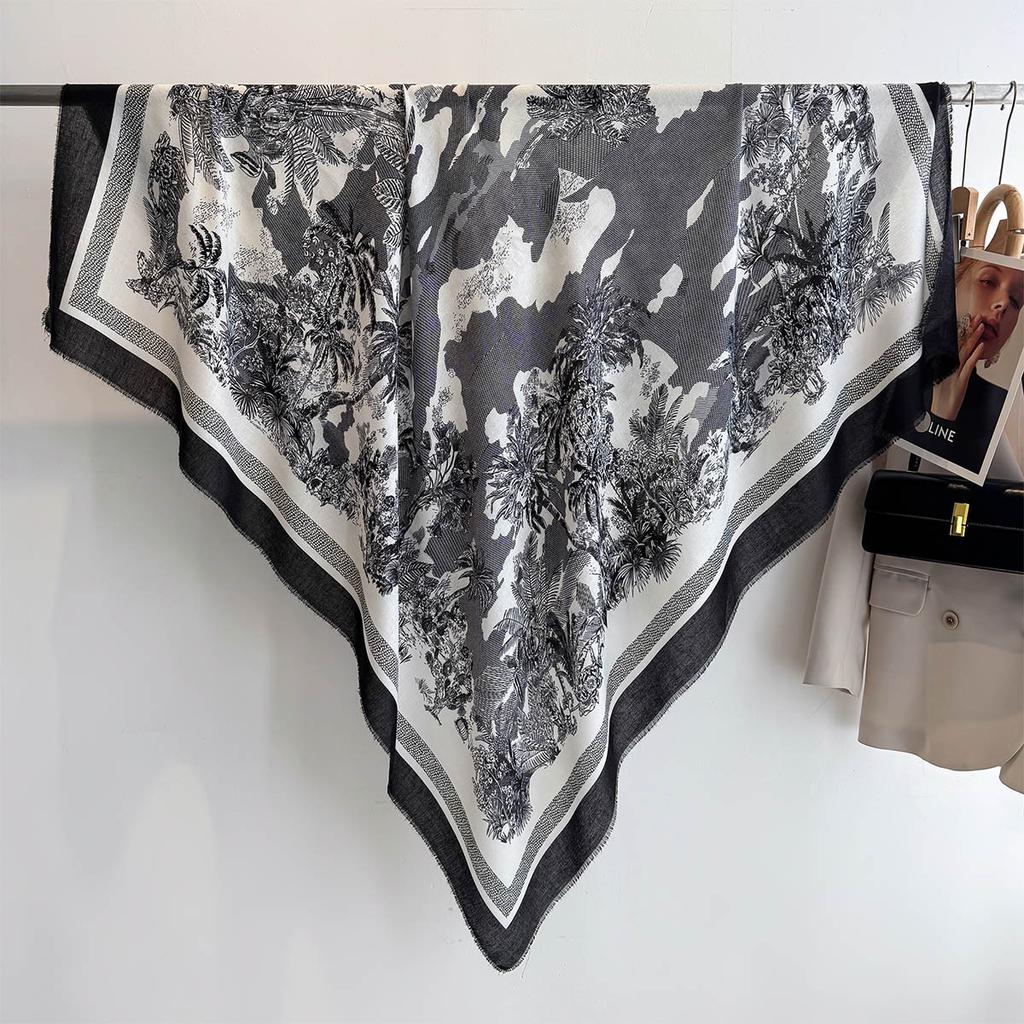 Новый весенне-летний стиль, хлопок и лен на ощупь, большой квадратный шарф, классический модный шелковый шарф для женщин, универсальный шарф-шаль с принтом