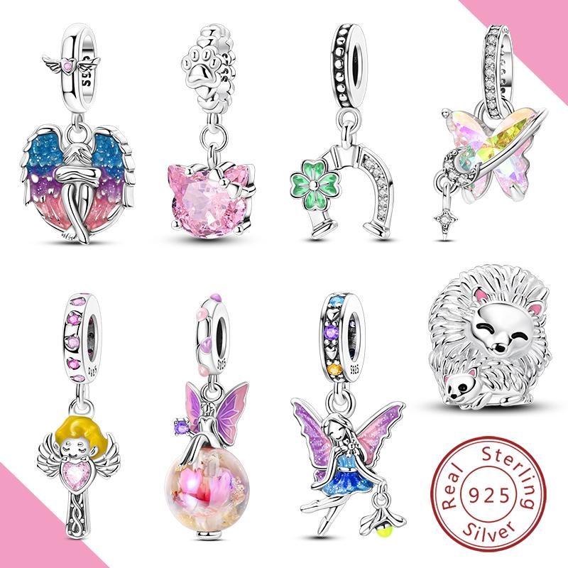 Настоящий медный шарм, подходит для браслета, бусина, сделай сам, оригинальная подвеска, бабочка, ангел, кошка, женские украшения