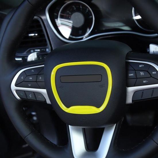 Steering Wheel Central Frame Decor Cover for Dodge Challenger/Charger 15+ Yellow