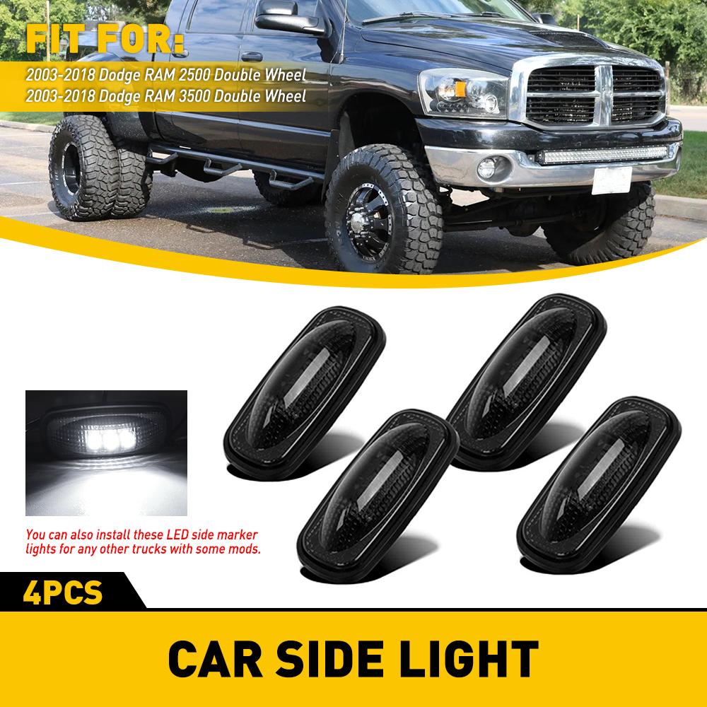 4Pcs Car LED Fender Side Marker Lights Turn Signal For Dodge RAM 2500 3500 Double Wheel 2003-2018 Side Indicator Lamps
