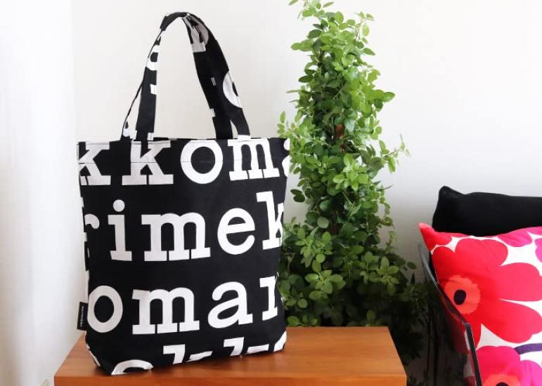 Сумка-тоут Marimekko Logo Notko, Черный x Кремовый (99)