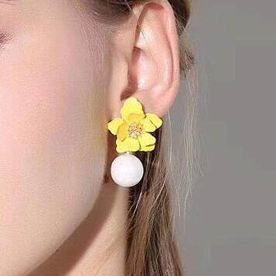 1 пара больших цветочных подвесок из искусственного жемчуга, женские серьги, сладкий пирсинг