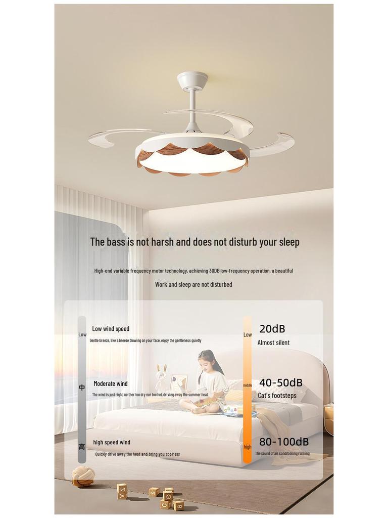 Современный потолочный вентилятор из орехового дерева с интеллектуальным преобразованием частоты для гостиной и столовой