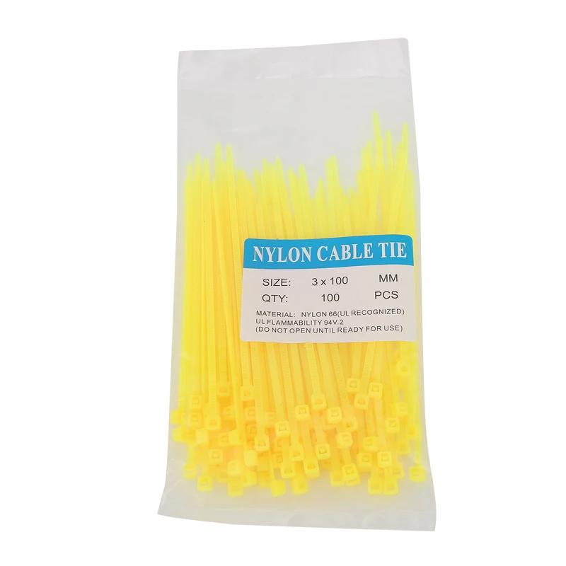 100-600Pcs Color 3x100mm Nylon Black Self-Locking Cable Ties Color Plastic Zip Ties Cable Ties Cable Organizer Wire Strap