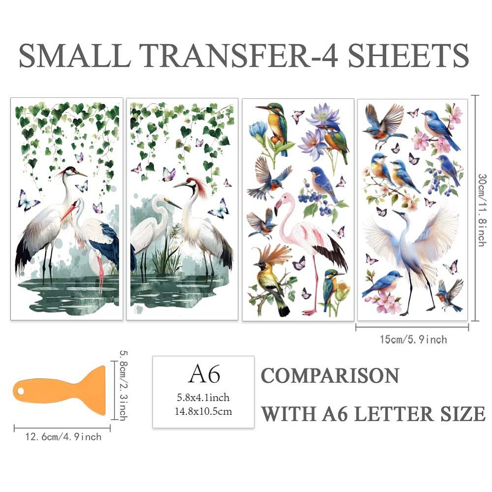 1set 4 Sheets 4 styles PVC Waterproof Decorative Stickers Self Adhesive Decals for Furniture Decoration Bird 300x150mm 4pcs/set