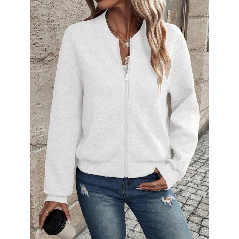 Женские куртки на молнии с длинным рукавом Осень Зима 2025 Повседневные Простые Модные Элегантные Женские Новые Большого размера Однотонные Рубашки Повседневные Простые Короткие Пальто
