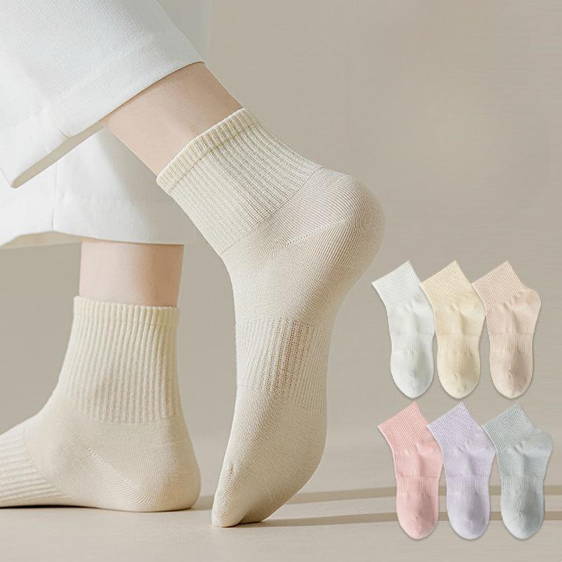 Женские гольфы до середины икры, бесшовные спортивные однотонные хлопковые носки, осенне-зимние короткие носки, универсальные весенне-летние носки