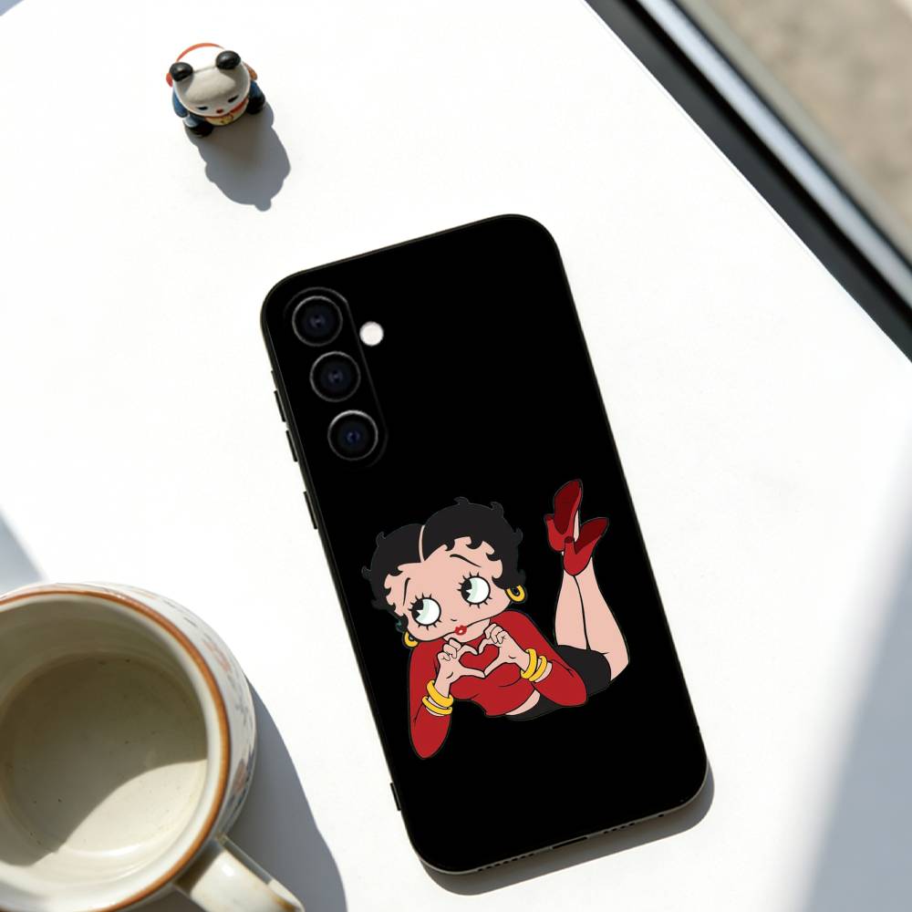 Мультяшный чехол для телефона Betty Boop, мягкий, черный, для Samsung Galaxy A73, A72, A71, A70, A53, A52, A51