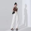 Джинсы в пол с широкими штанинами для женщин, осенние широкие брюки для женщин, осенние прямые брюки для женщин, осенний чистый хлопок цвета слоновой кости и белого цвета