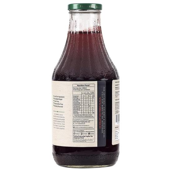 Urban Platter Canadian Cranberry Juice, 1 Litre (Unsweetened, No Added Sugar, 100% Natural Cranberry Juice, Good for UTI Health)