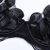 3-Piece Lace Bra Sets Hollow Out Heart Pattern Sexy Lingerie Set Ladies Black Panty Underwear Set ZPG