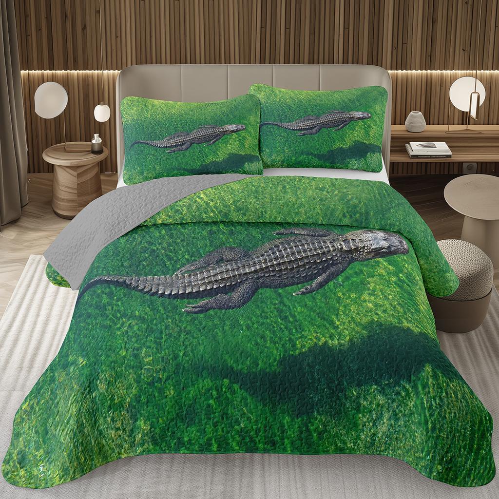Подростковый крокодиловый плед с узором аллигатора, стеганый комплект постельного белья размера фулл/квин с дикими животными для детей, мальчиков, девочек