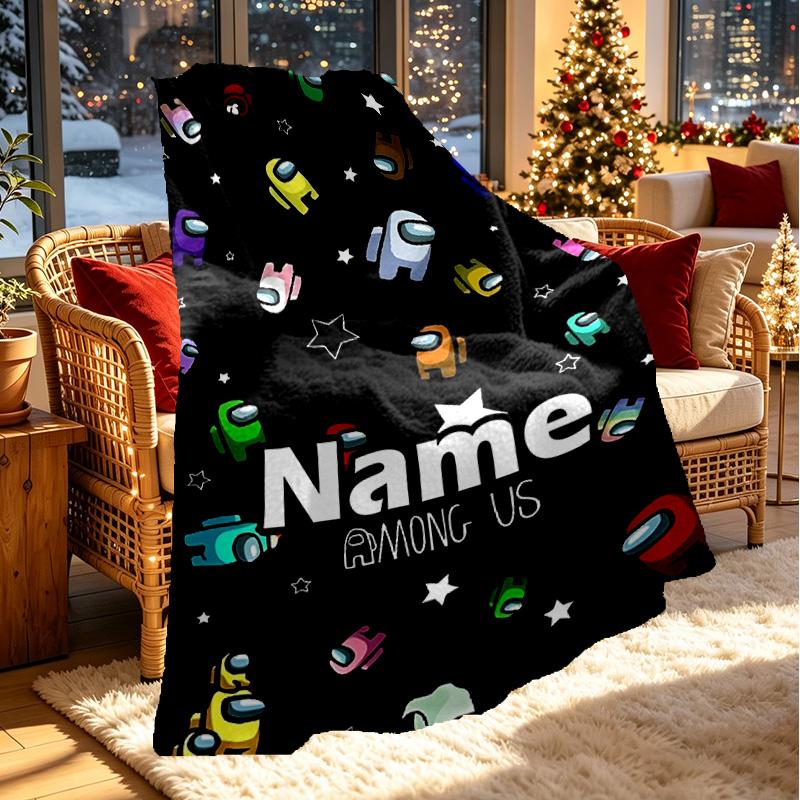 Custom Name Personalized Among Us Print Blanket, Home Decor, Bedroom, Sofa, Camping, Couch, Gifts for Birthday ChristmasEnthusiasts