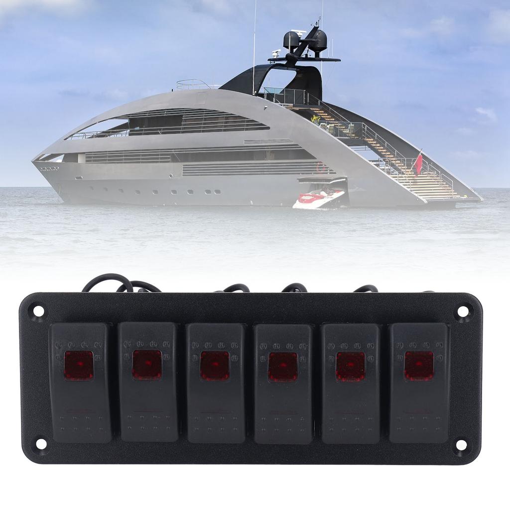 6 Gang Rocker Panel LED Backlit On Off Waterproof Circuit for Car RV Bus Marine Boat ATV UTV