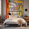 Watercolor color-block tapestry world map fabric wall hanging for bedroom and study room wall decoration background fabric