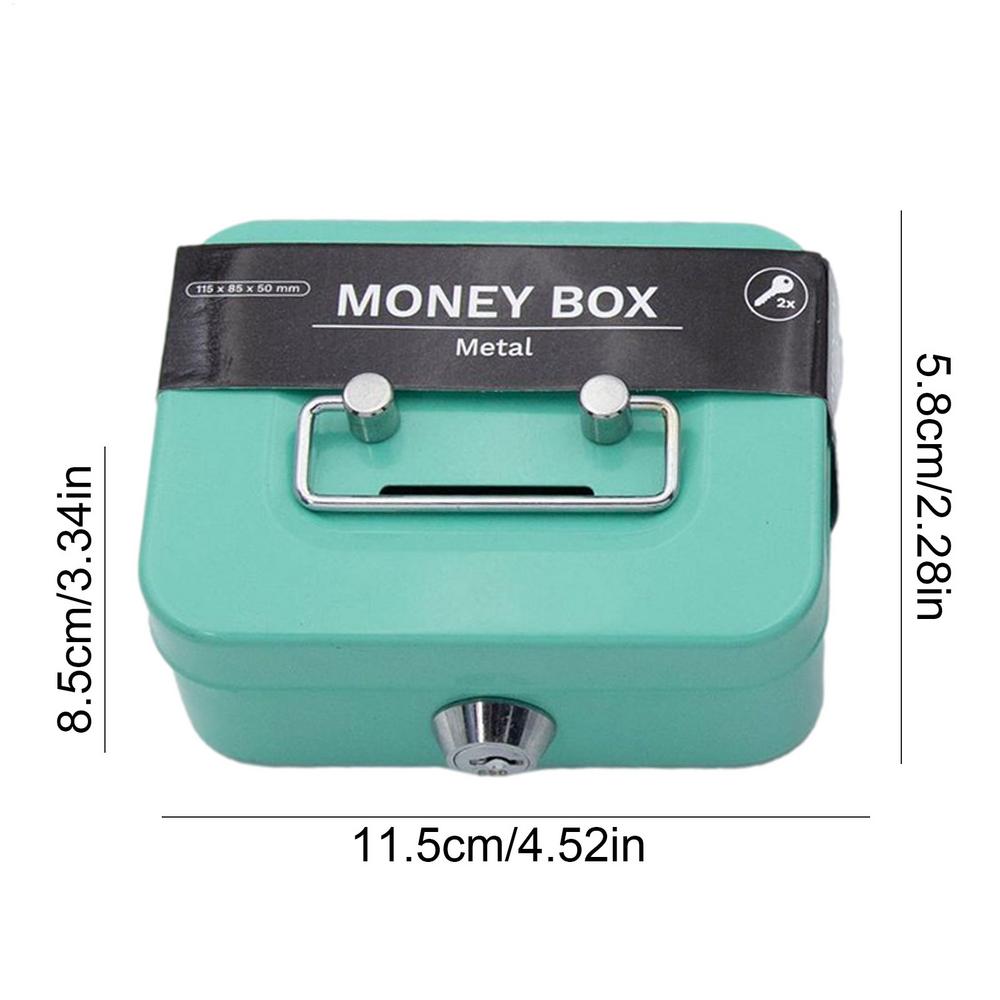 Money Safe Box Lockable Cash Box With Key Portable Piggy Box Made Of Metal Small Security Lock Box Sturdy Coin Boxes For Kids