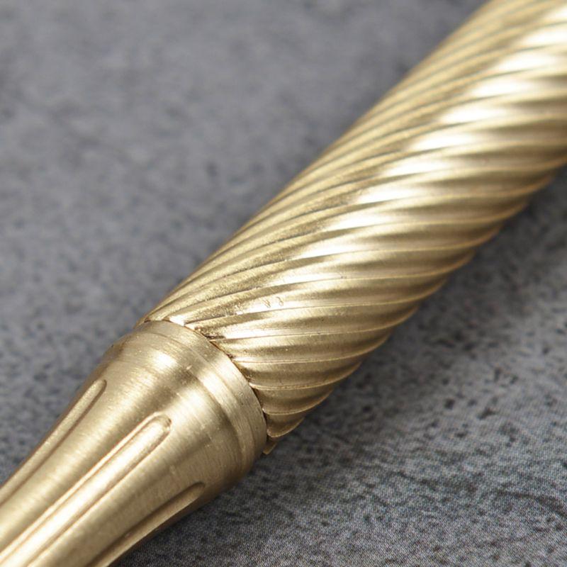 Solid Handmade Brass Gel Ink Pen Retro Twist Pattern Bolt Action Writing Tool