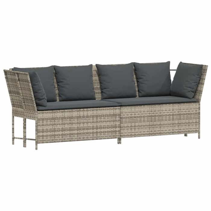 VidaXL Garden Sofa and Cushions Light Grey Wicker, Outdoor Sofa, Garden Loveseat, Outdoor Furniture, 4104127