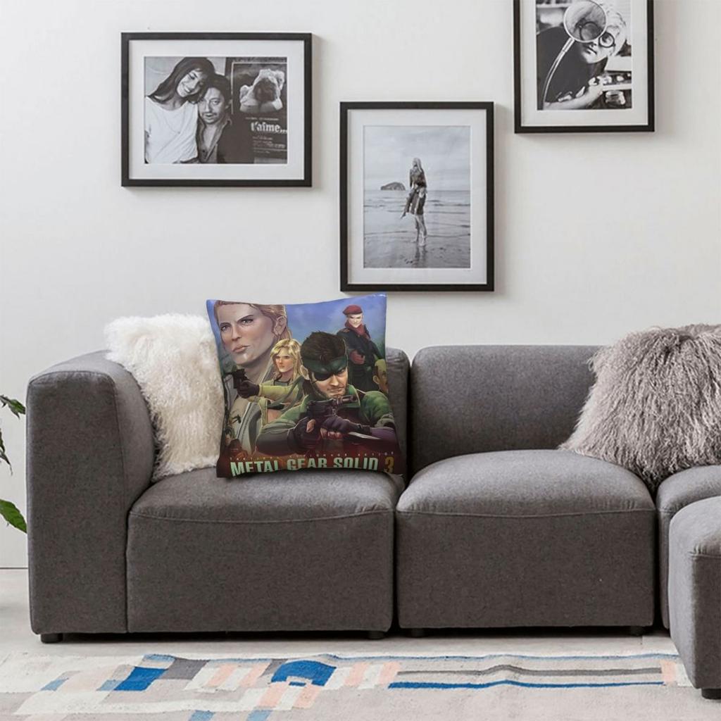 Metal Gear Solid Snake Game Pillow Cover Polyester Pillow Case Cushion Cover Funny Pattern Pillowcases For Sofa Home Decoration