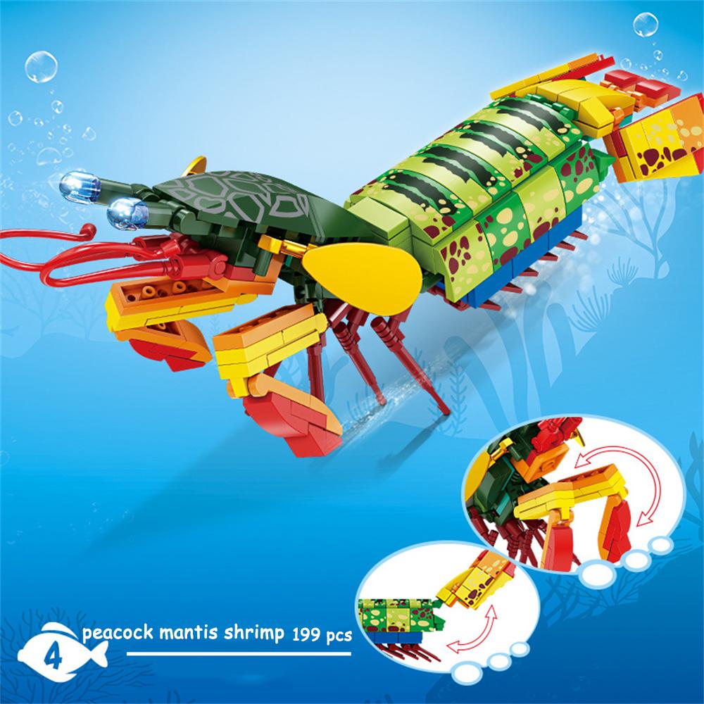 Marine Life Skin Shrimp Hermit Crab Mini Particle Building Blocks - Marine Toys, Children's Assembly Puzzle DIY Model Biology