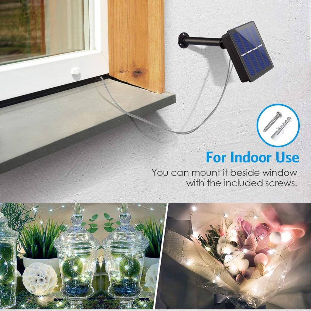 Solar String Lights Outdoor, 1Pack Solar Garden Lights Waterproof 12M/40Ft 8 Modes Fairy Lights Copper Wire Decorative Lighting for Patio Yard Party