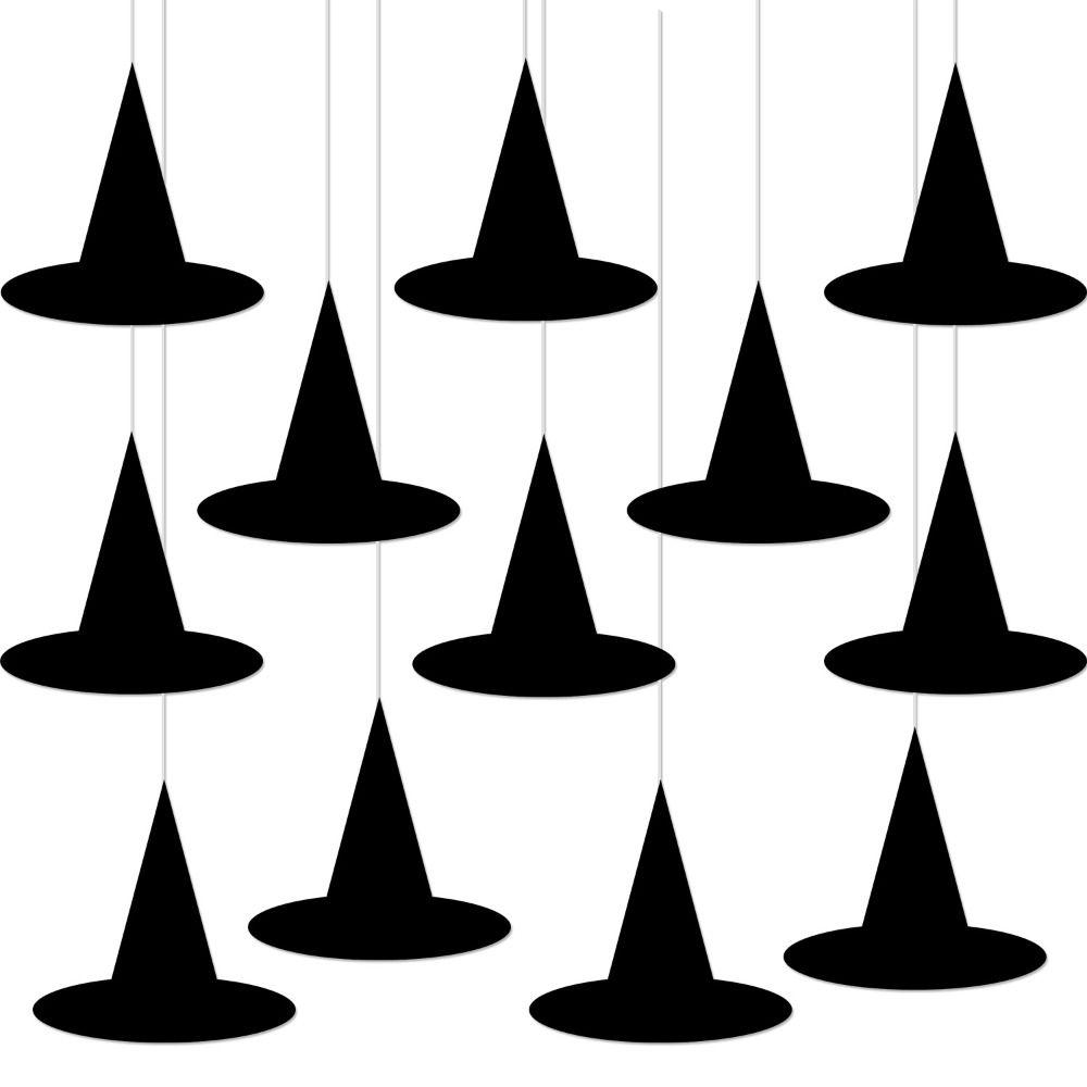 12pcs Handmade Witch Hat Decoration DIY Hanging Wizard Caps Haunted House