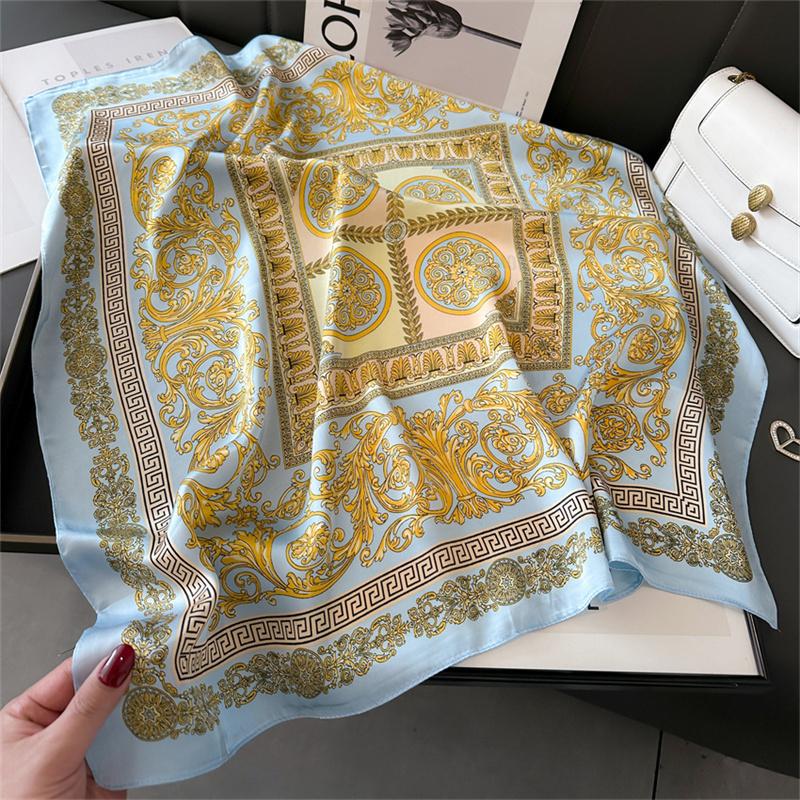 Luxury Brand Print Summer Neck Tie Shawl Silk Square Scarf Women 70cm Hair Hand Wrist Headkercheif Hijab Bandana