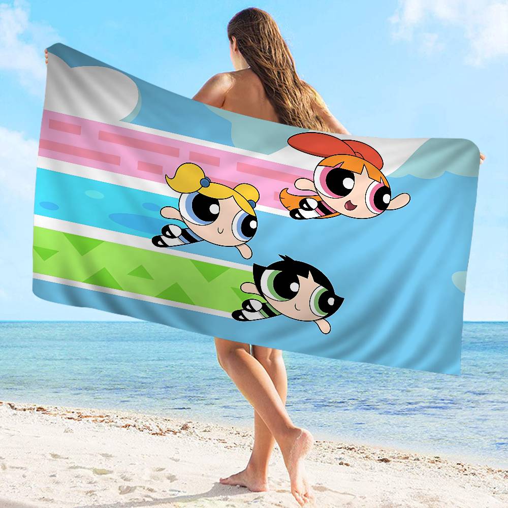 P-Powerpuff Аниме G-Девочки Банное полотенце Микрофибра Мягкое Впитывающее Дышащее Для Девочек Детей Декоративное Мультяшное Пляжное полотенце