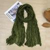 Korean Style Cotton Linen Folded Women'S Scarf Thin Pure Color Simple Match Long Shoulder Wrap Neck Warmer Silk Scarf