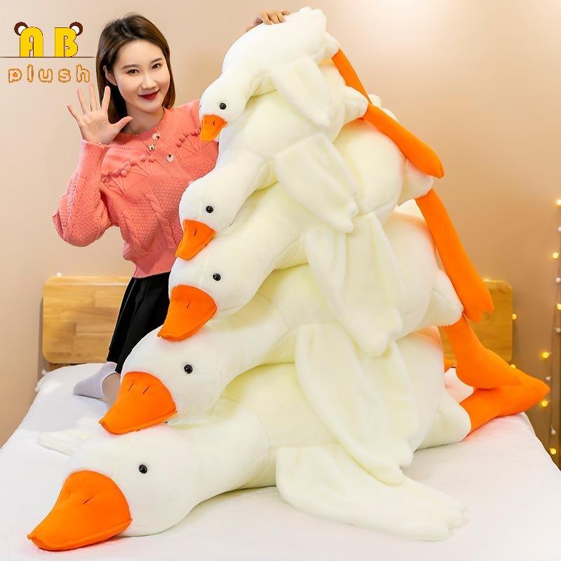 160CM Kids Cute Duck Big White Goose Plush Doll Toy Soft Cushion Baby Sleeping Pillow Stuffed Animal Doll Girl Christmas Toys