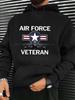 Air Force Veteran Graphic hoodie-Casual Pullover Sweatshirt - Navy Blue Casual Pullover with Star Emblem