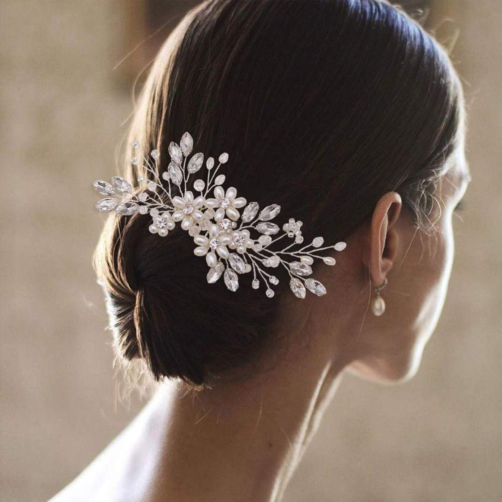 Women Hair Jewelry Handmade Comb Crystal Tiara Wedding Hair Combs Pearl Bridal Hairpins