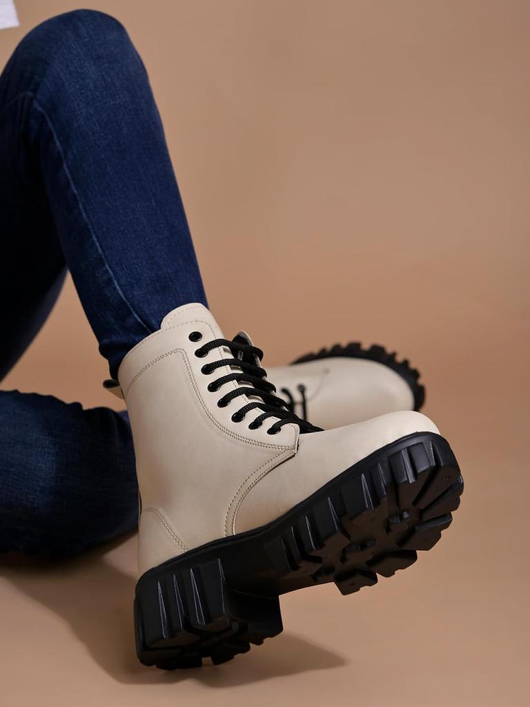 Shoetopia Женские короткие ботильоны на массивном каблуке с нескользящей подошвой, удобные модные ботильоны на щиколотку | Мягкая амортизирующая подошва | Для повседневной носки, вечеринок и зимы