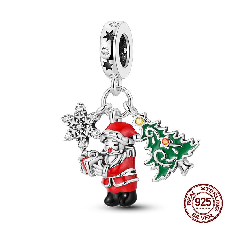 Зимние Шармы Медь Лось Медведь Санта Клаус Шармы Бусины Подходят для Оригинальных Браслетов Для Женщин Сделай Сам Праздничные Ювелирные Изделия Подарки