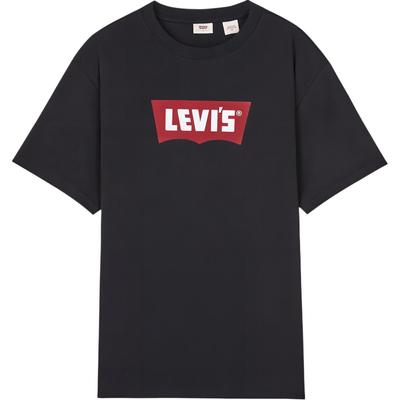Levis Футболка с коротким рукавом, цветные блоки, принт с буквами, унисекс, черная 001AM-0001