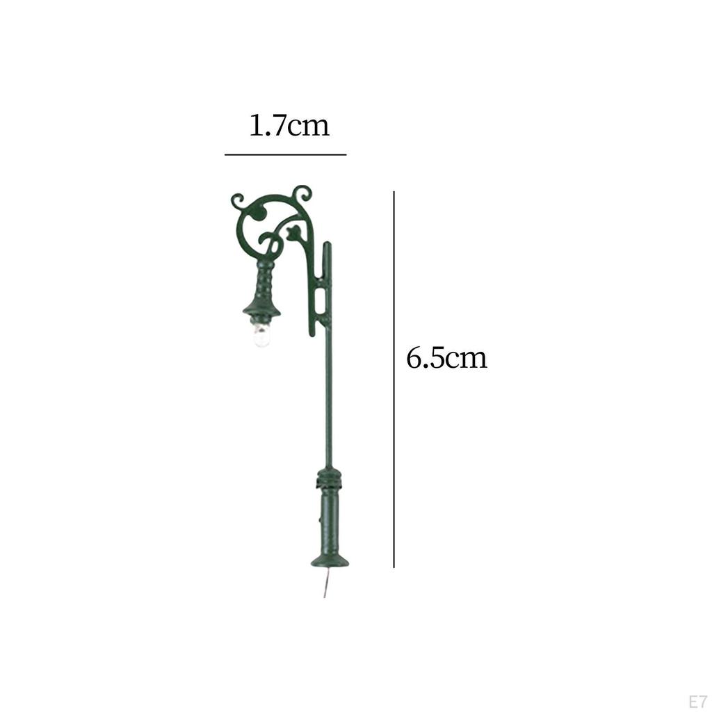 5 Pieces Model Railway Lamp Garden Street Light 1:87 with Wires and LED Warm White Micro Landscape