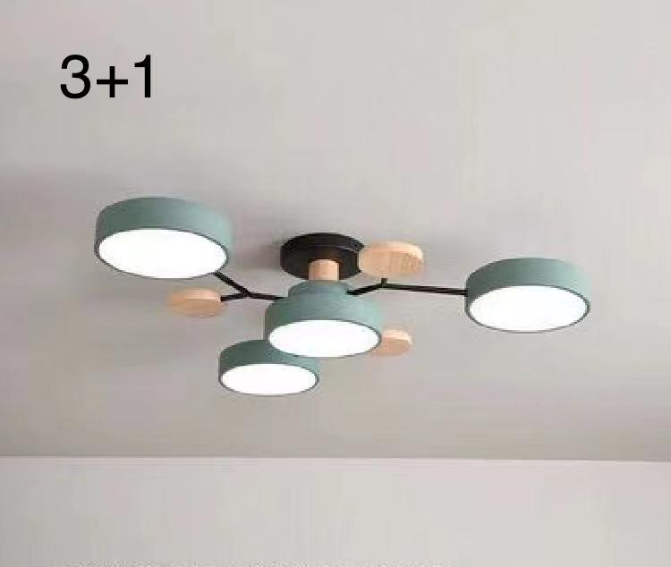 Nordic Macaron Ceiling Light - Modern Minimalist, Solid Wood Fixture for Living Room, Hall, Bedroom, or Restaurant.