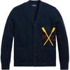 Polo Ss24 Logo Embroidered V-Neck Single-Breasted Long Sleeve Knit Sweater Men Sweater Navy-Blue 710941118-001
