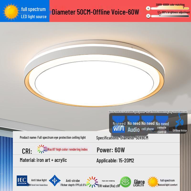 2025 Smart Eye-Protecting Ceiling Light: Elegant Round Design for Bedroom & Living Room
